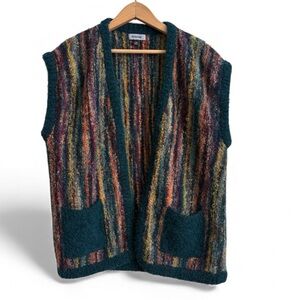 IRIDIUM Alpaca Knit Sweater Vest Multicolor Striped  One Size